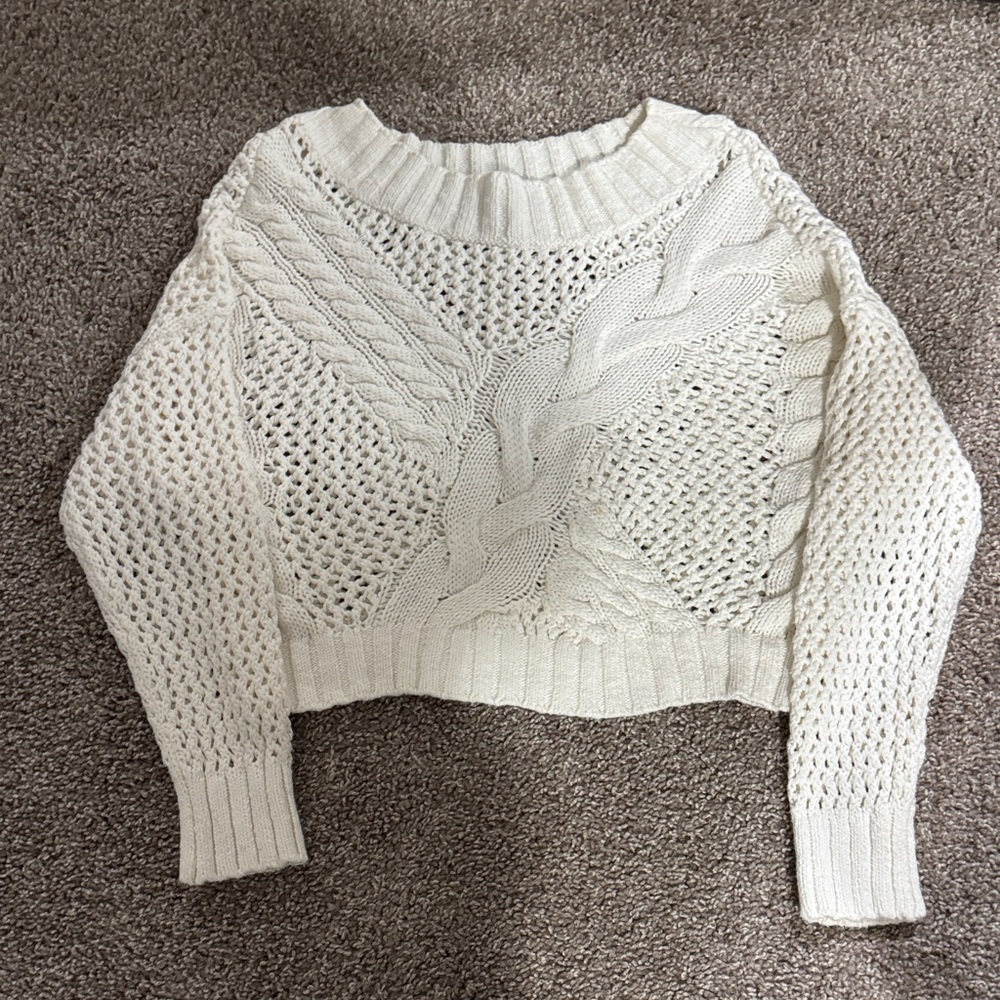 Express Cable Knit Sweater - Cream